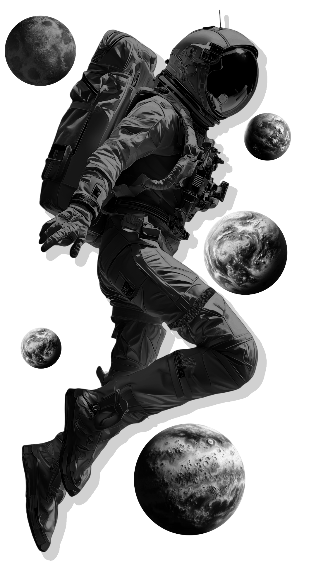 Astronaut im Weltraum als Symbol für kreative und zukunftsorientierte Webentwicklung